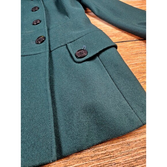 ESPRIT Womens L Designer Double Breasted Wool Blend Pea Coat Emerald Green EUC - Picture 7 of 12